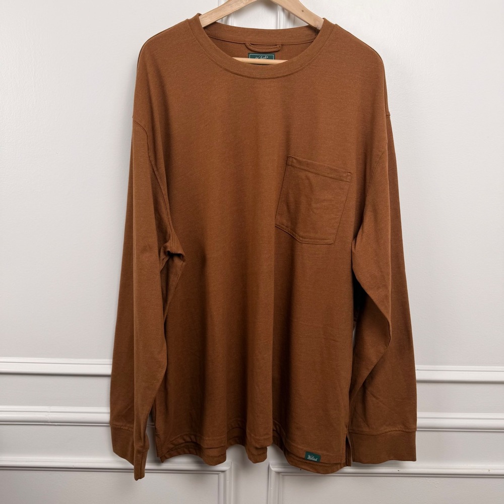 Woolrich Mens XXL Green Label Long Sleeve Pocket T-Shirt Clay Brown 1805125